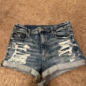 American Eagle Outfitters Blue Distressed Jean Shorts